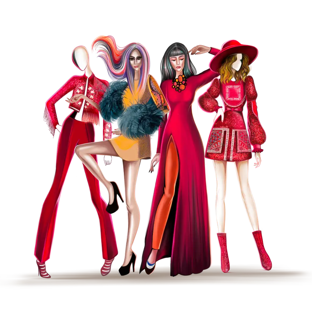4 Fashion Models Illustration
